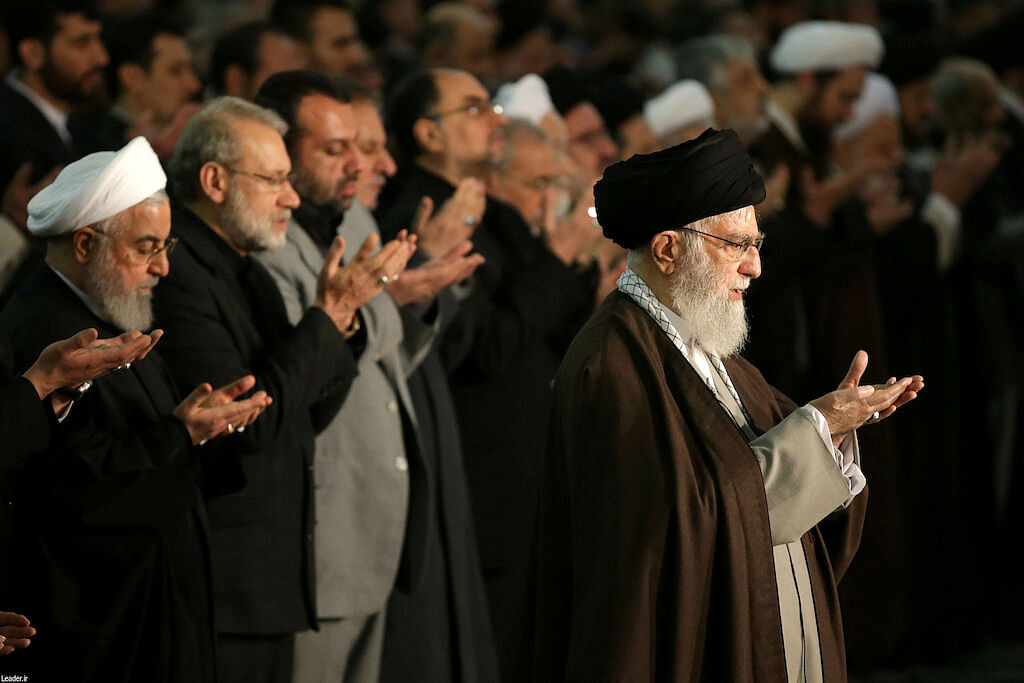 Iranian president Hassan Rouhani attends Friday prayers sermon led by the Iran`s Supreme Leader Ayatollah Ali Khamenei, in Tehran, Iran on 17 January 2020. Photo: Reuters
