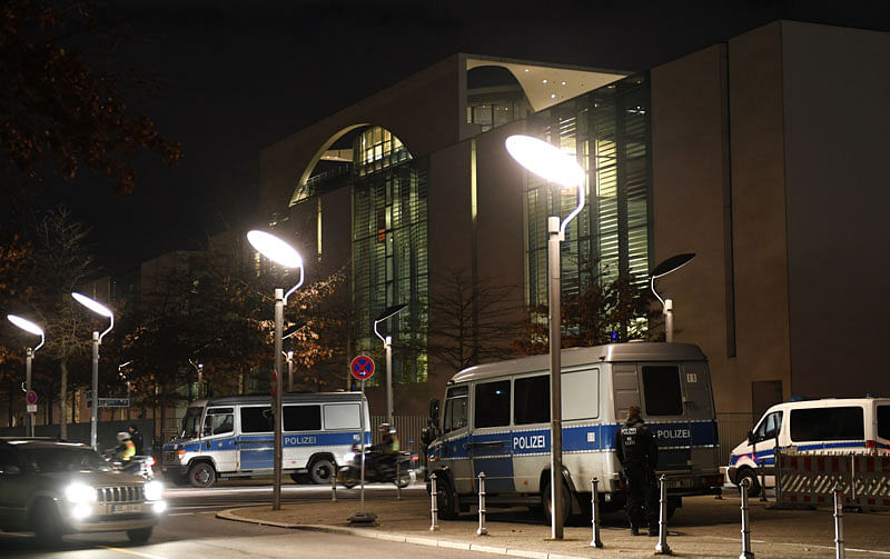 Police cars are sparked close to the Chancellery, the host of the Libya summit in Berlin, Germany, on 18 January 2020. Photo: Reuters