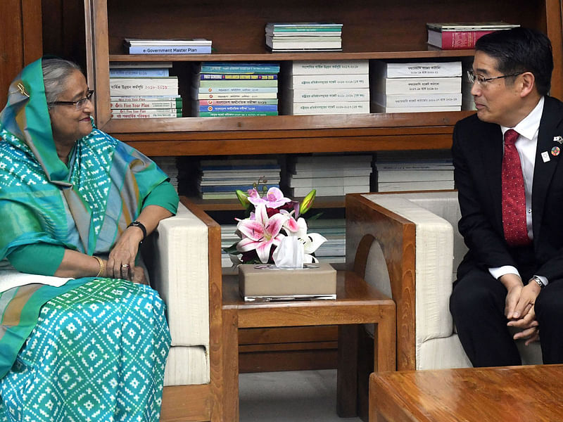 Newly-appointed Japanese ambassador in Dhaka Naoki Ito paid a courtesy call on prime minister Sheikh Hasina at her Jatiya Sangsad Office. Photo: PID