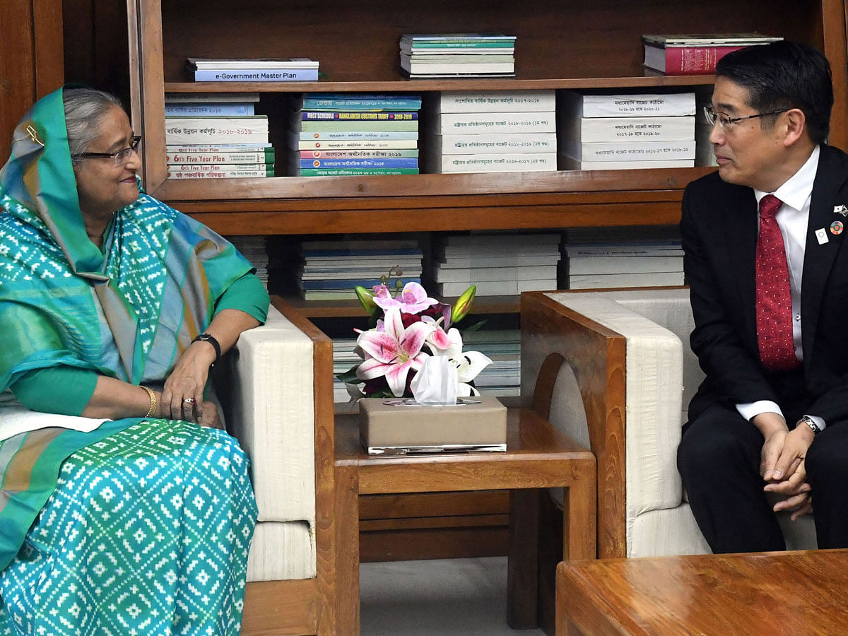 Newly-appointed Japanese ambassador in Dhaka Naoki Ito paid a courtesy call on prime minister Sheikh Hasina at her Jatiya Sangsad Office. Photo: PID