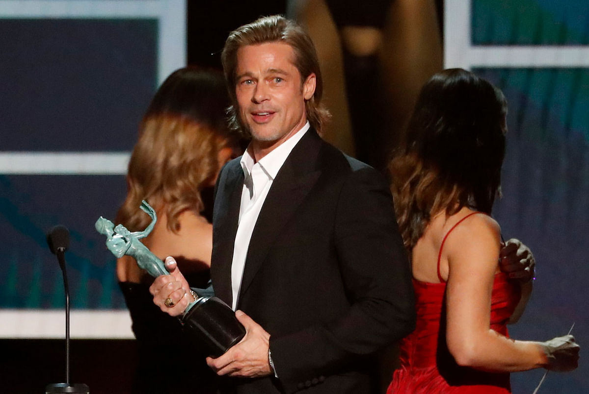 26th Screen Actors Guild Awards - Show - Los Angeles, California, US on 19 January- Brad Pitt accepts the award for Outstanding Performance by a Male Actor in a Supporting Role for `Once Upon A Time in Hollywood.` Photo: Reuters