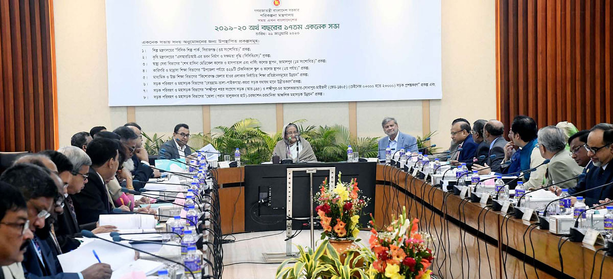 Prime minister Sheikh Hasina chairs the meeting of the ECNEC held at the NEC Conference Room in Sher-e-Bangla Nagar, Dhaka on 21 January 2020. Photo: PID