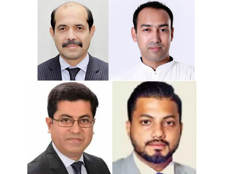 DNCC mayoral candidates Atiqul Islam and Tabith Awal (Up) and DSCC mayoral candidates Sheikh Fazle Noor Taposh and Ishraque Hossain. Prothom Alo file photo