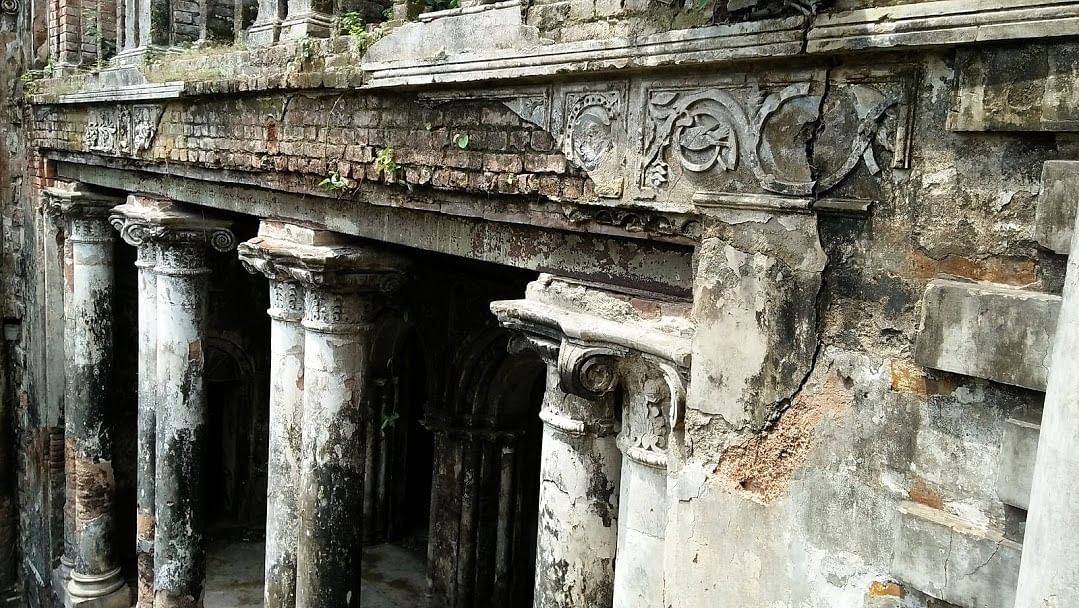 Ornamentation in decay at Teota zamindar bari