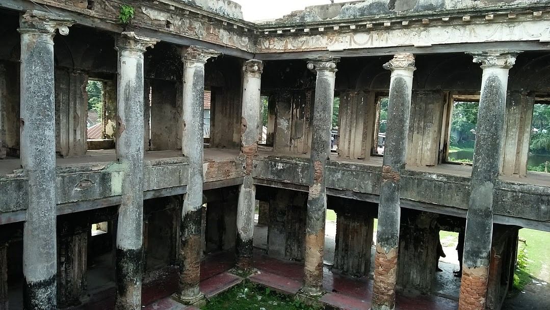Pillars in ruins at Teota zamindar bari