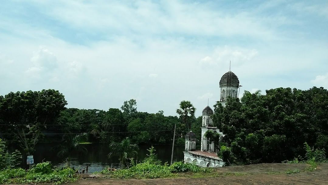Nabaratna temple as seen from the rooftop of Teota zamindar bari