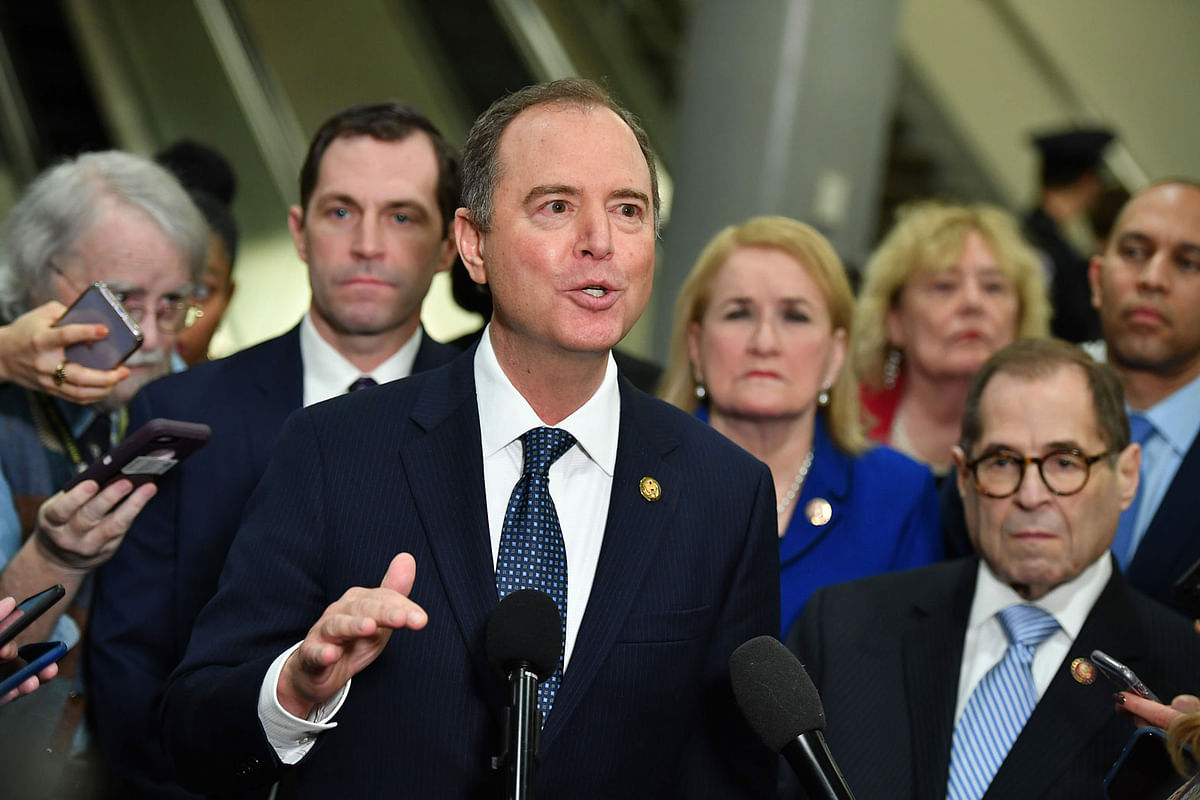 Lead House Manager Adam Schiff speaks to the press at the US Capitol in Washington, DC, on 22 January 2020. Photo: AFP
