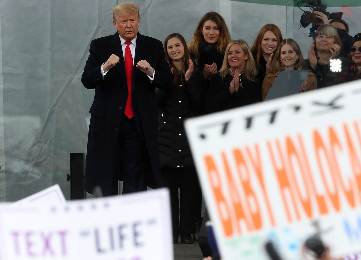 US president Donald Trump speaks at the 47th March For Life rally on the National Mall, 24 January, 2019 in Washington, DC. Photo: AFP