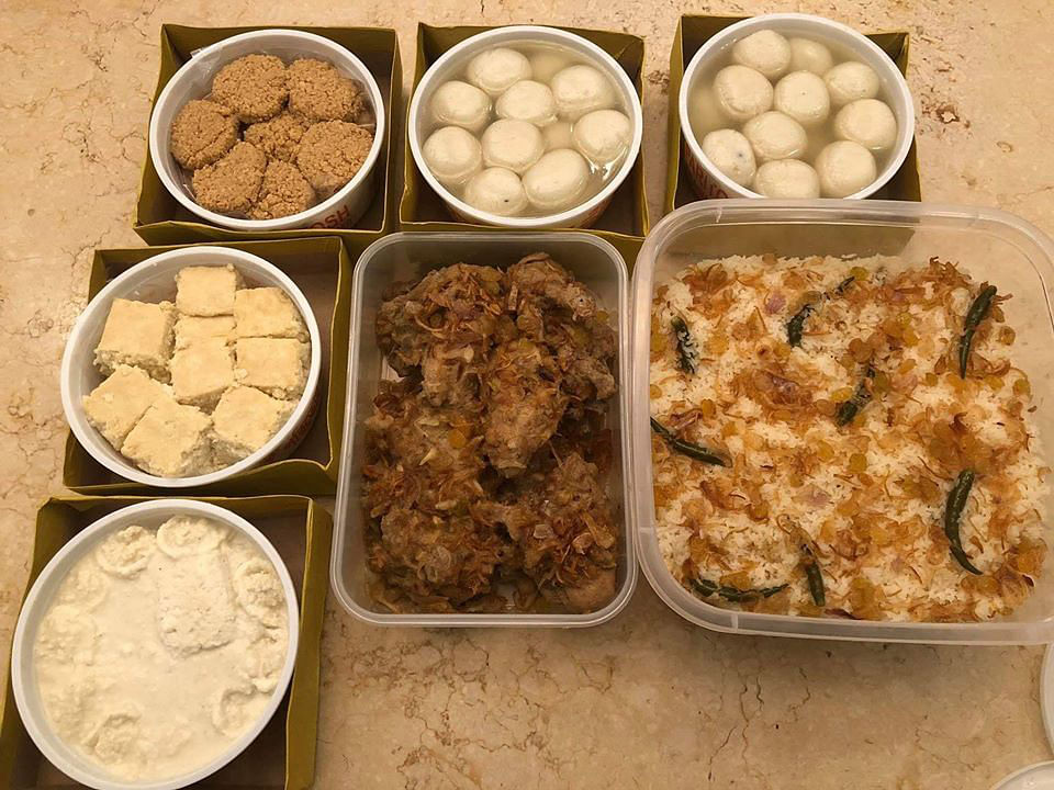 Dishes sent to Shakib`s home by prime minister Sheikh Hasina. Photo: Shakib Al Hasan`s Facebook