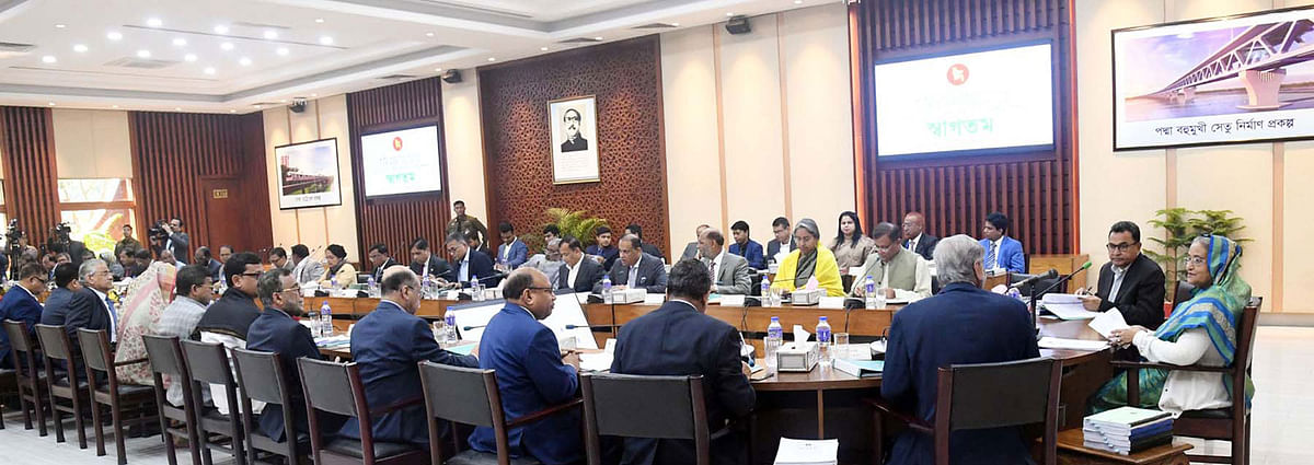 Prime minister Sheikh Hasina chairs the ECNEC meeting at the NEC Conference Room in Sher-e-Bangla Nagar area, Dhaka on 28 January 2020. Photo: PID