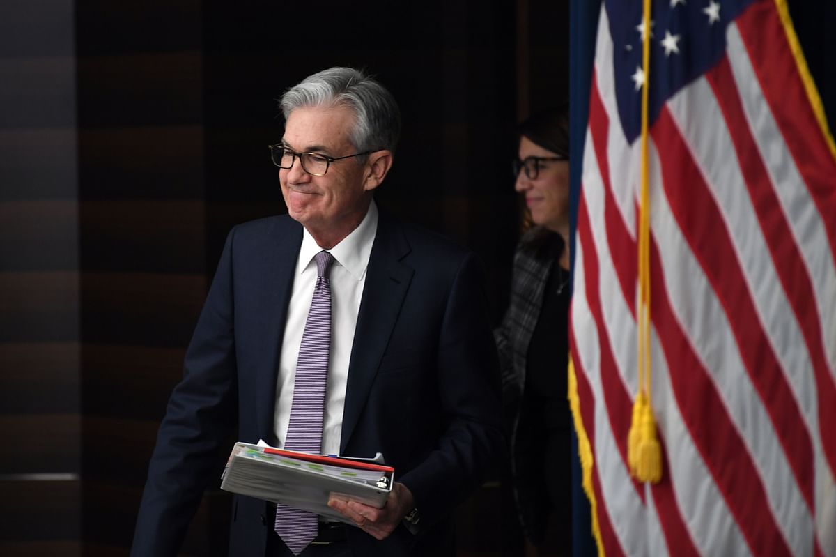 In this file photo taken on 11 December 2019 US Federal Reserve Bank chairman Jerome Powell arrives for a press conference in Washington, DC, on 11 December 2019. Photo: AFP