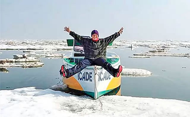 Anne Quemere on a solar boat on Atlantic in 2019. Photo: Collected