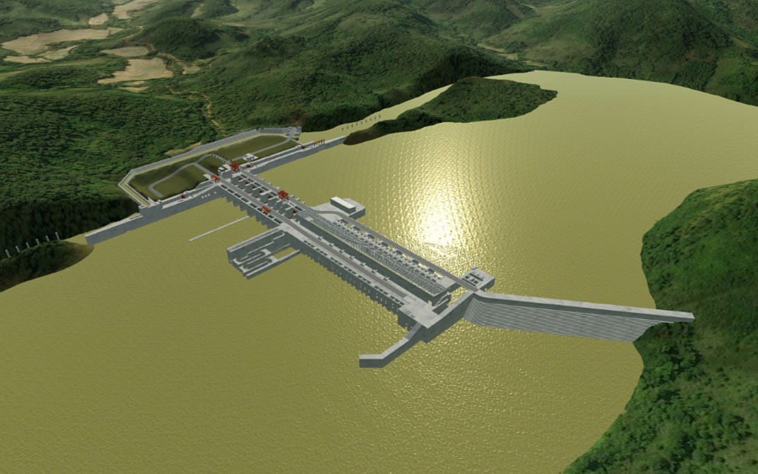 An artistic rendering of the proposed 1400 MW Luang Prabang hydropower dam on the Mekong River in Laos is seen in this undated handout obtained by Reuters