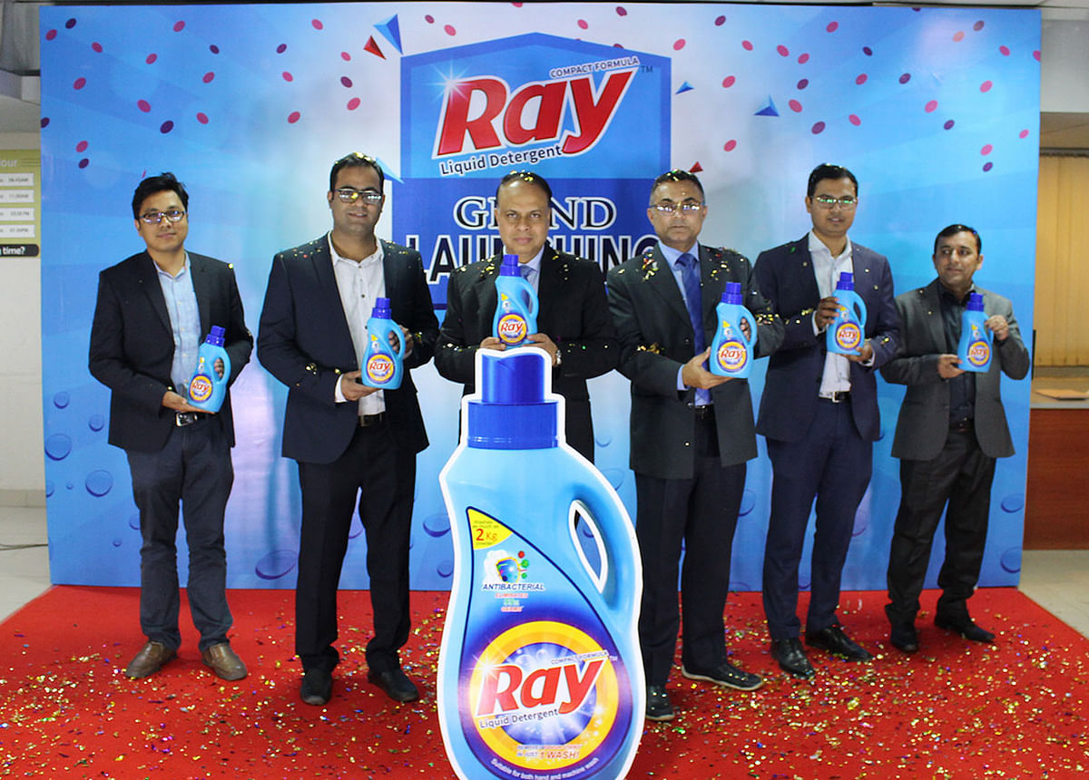 Managing director of PRAN Group Eleash Mridha launches Ray liquid detergent at PRAN head office at the capital’s Badda on Sunday. Photo: Courtesy