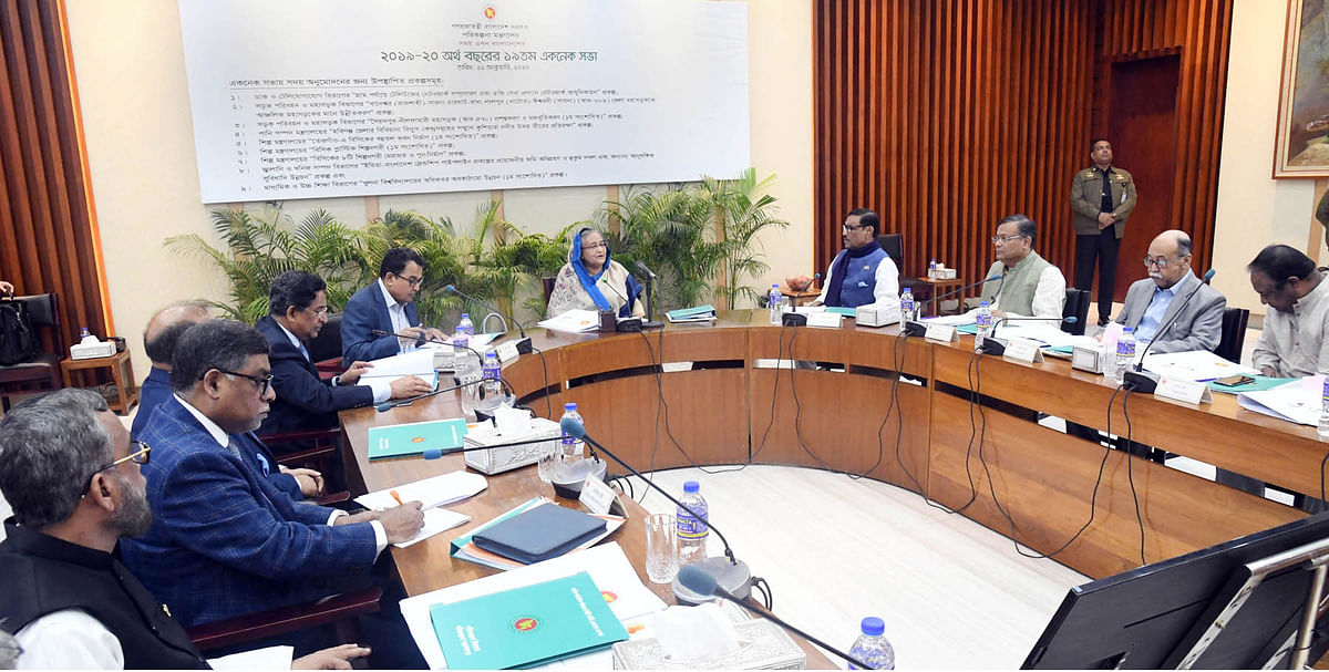 Prime minister Sheikh Hasina chairs the ECNEC meeting at Sher-e-Bangla Nagar area, Dhaka on 11 February 2020. Photo: PID