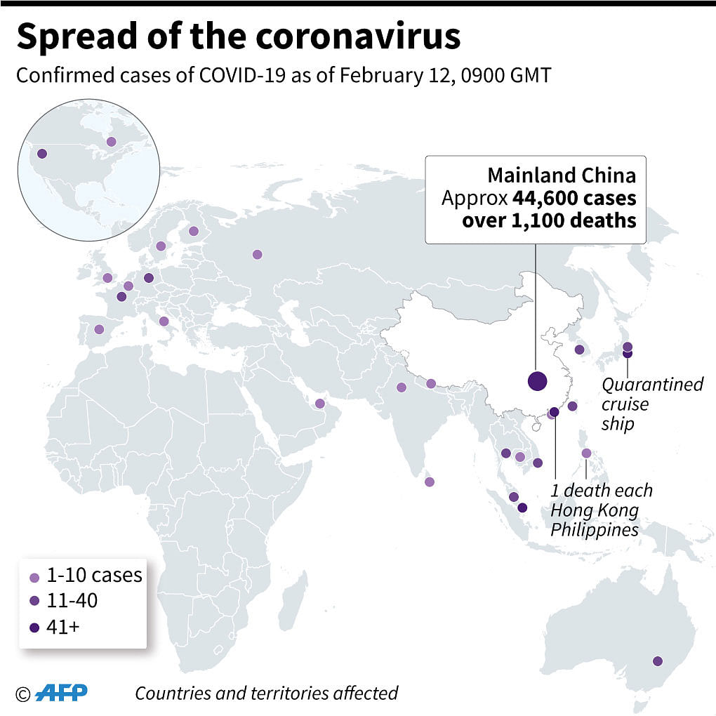 Countries or territories with confirmed cases and total deaths from the new coronavirus (COVID-19). Photo: AFP