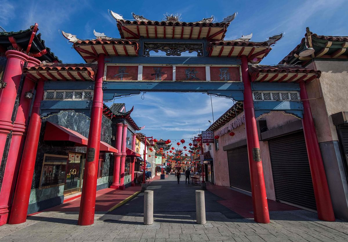 This file photo taken on 13 February 2020 shows a view of a deserted Los Angeles Chinatown as people stay away due to fear of the novel coronavirus, COVID-19, epidemic in Los Angeles, California. Photo: AFP