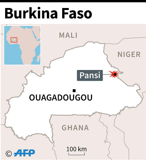 Map of Burkina Faso locating Pansi, where gunmen killed at least 24 people in an attack on a Protestant church. Photo: AFP