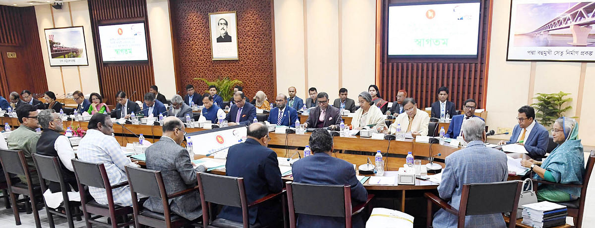 Prime minister Sheikh Hasina chairs the ECNEC meeting at the NEC Conference Room in Sher-e-Bangla Nagar area, Dhaka on 18 February 2020. Photo: PID