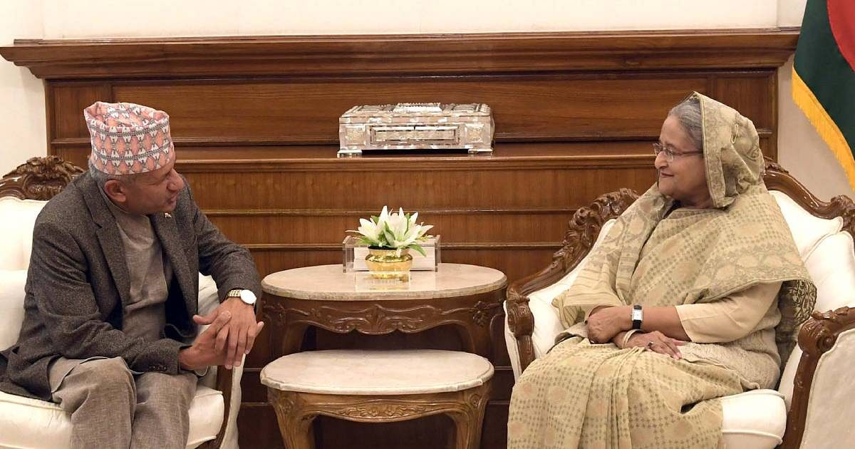 Nepal foreign minister Pradeep Kumar Gyawali met prime minister Sheikh Hasina on Wednesday. Photo: PID