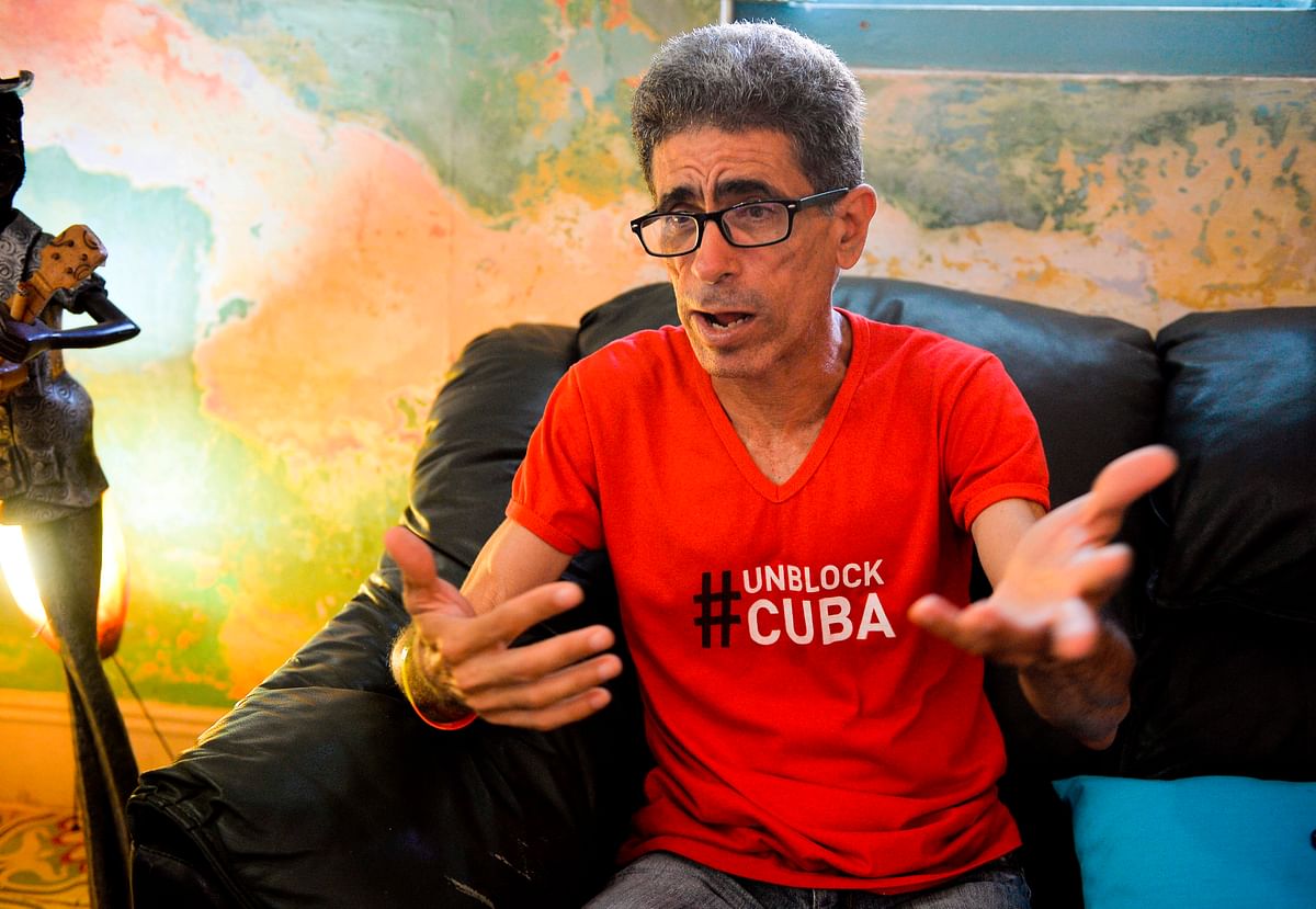 Cuban journalist of the official weekly Trabajadores newspaper, Francisco Rodriguez, known as `Paquito`, talks to AFP in Havana, on 6 February 2020. Photo: AFP