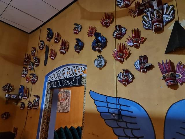 A wall adorned with Sri Lanka's traditional masks