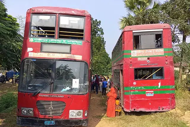 The bus in the front came in touch with an overhead live wire at Sreepur in Gazipur on 23 November, 2024.