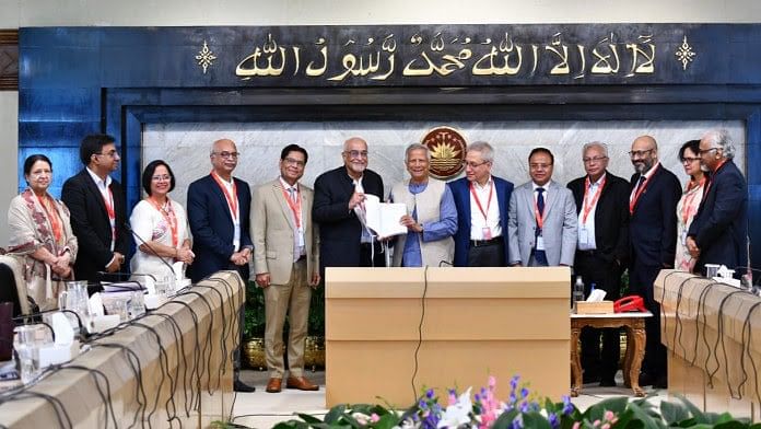 Head of the committee to investigate the irregularities and corruption in the country’s economic sector, Debapriya Bhattacharya, hands over white paper to Chief Adviser Professor Muhammad Yunus at the Chief Advisor’s Office in Tejgaon, Dhaka, on 1 December 2024