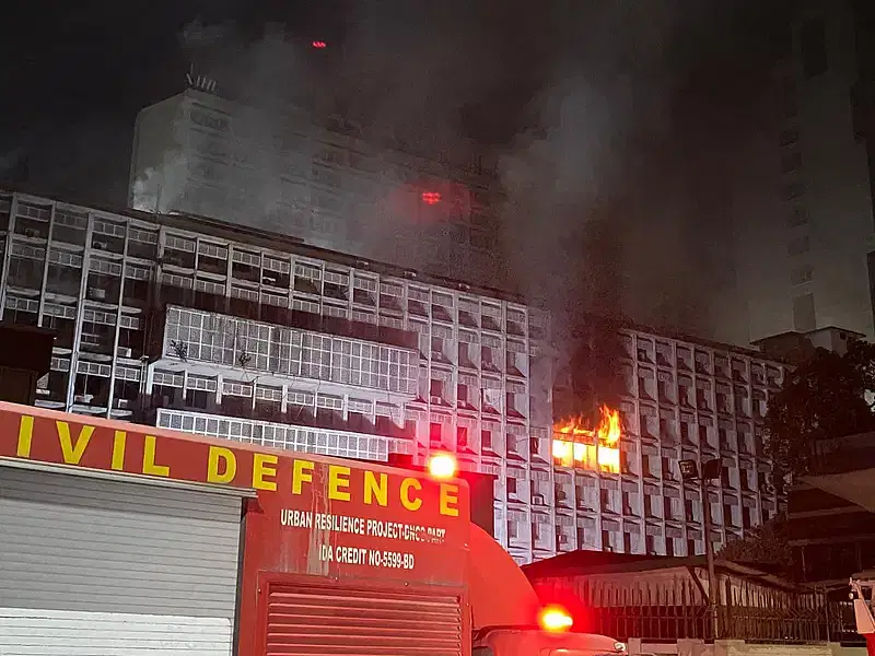 The fire spread out to different parts of the Secretariat building no. 7. 